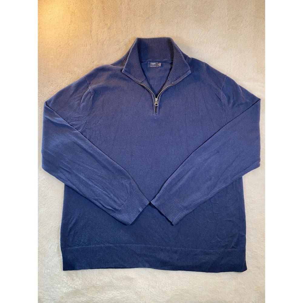 J. Crew Merino Wool Cotton Blend Quarter Zip Sweater Men's SZ XXL Blue